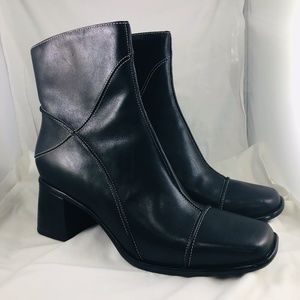 Clarks Boots Zip Leather Block Heel Ankle Mid Calf